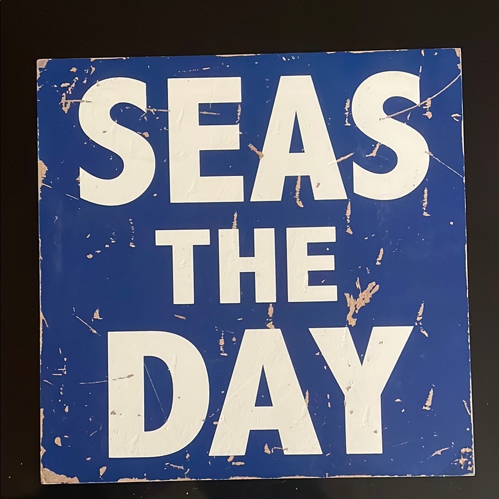3/$20 Blue and White 'Seas the Day' Sign